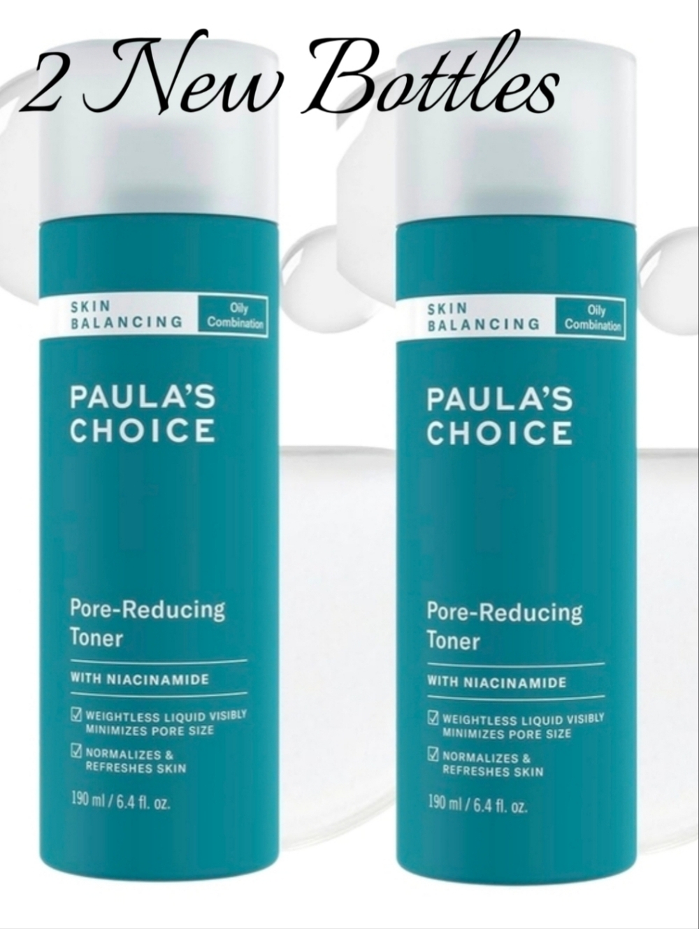 Paula's Choice Pore-Reducing Niaminicide Toner - 2 New Bottles, 6.4 Fl Oz Each